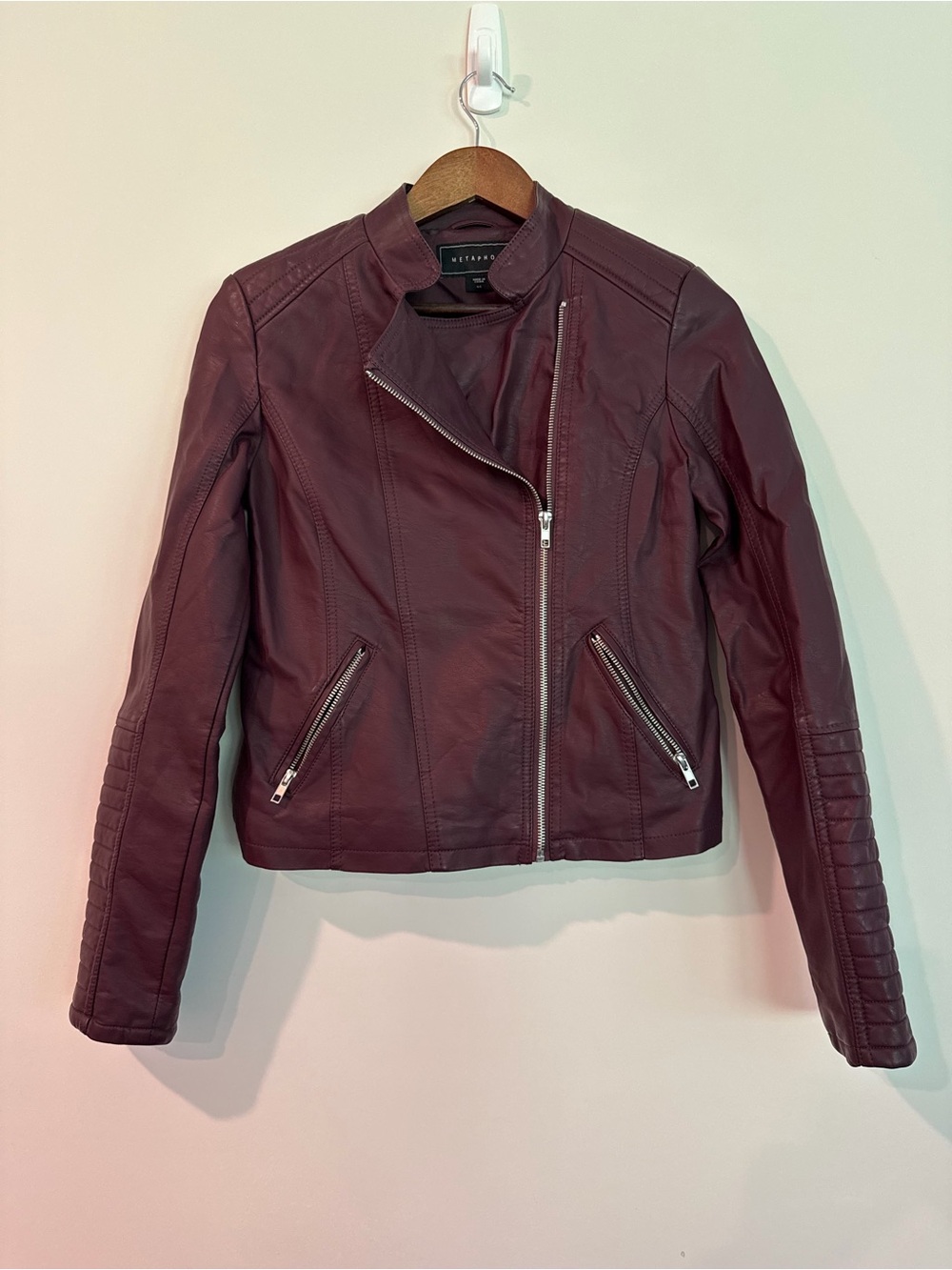 Metaphor Burgundy Faux Leather Jacket